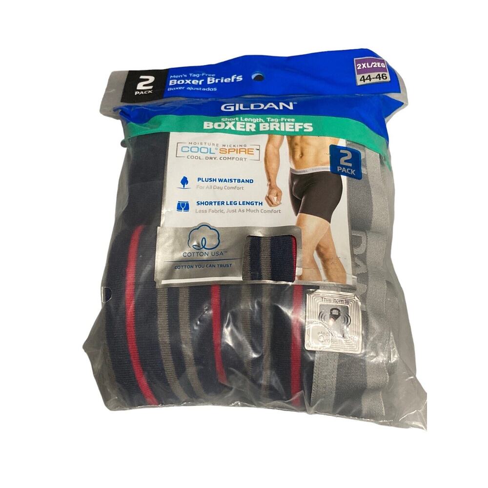 GILDAN ~ 2pk BOXER BRIEFS Size 2XL‎ 44-46 Gray and blue